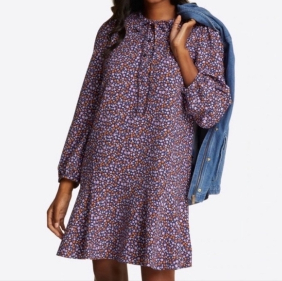 Draper James Blue and White Floral Long Sleeve Dress - Picture 14 of 14